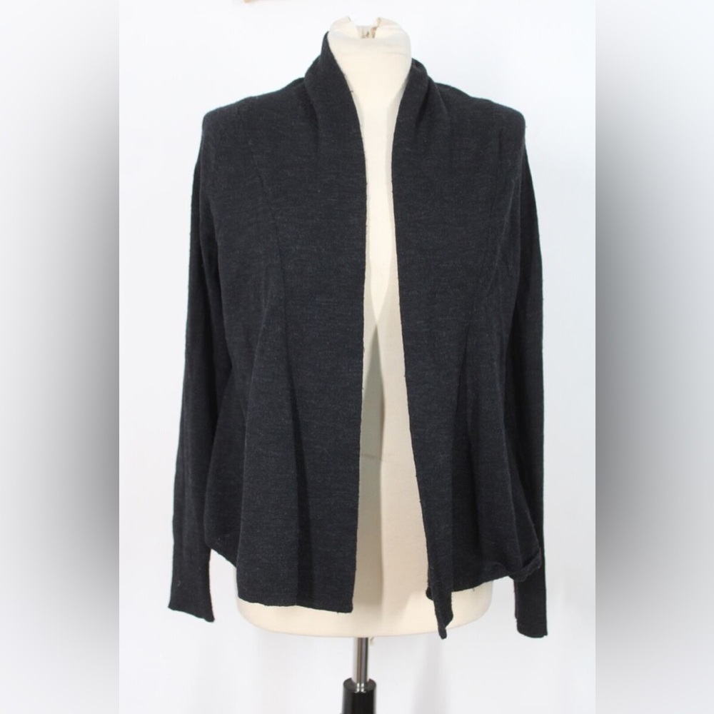 Anthropologie Knitted & Knotted M Black Wool Blend Open-Front Cardigan Size L